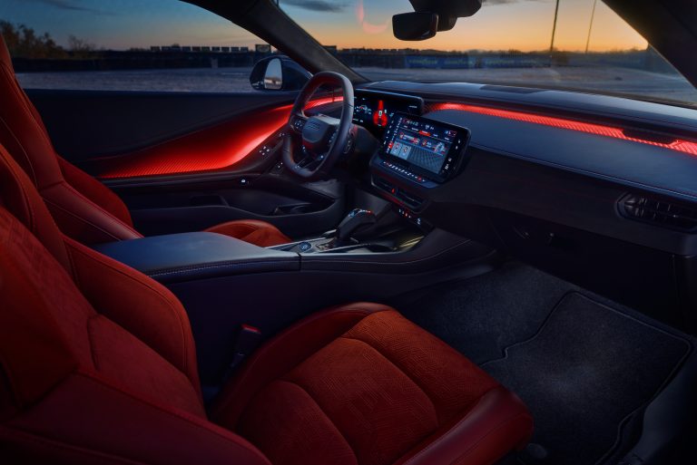 Dodge Charger Daytona Scat Pack interior with Attitude Adjustment lighting.